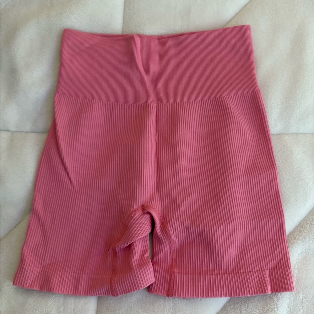 Amazon QQQ Pink Ribbed Women's Biker Shorts